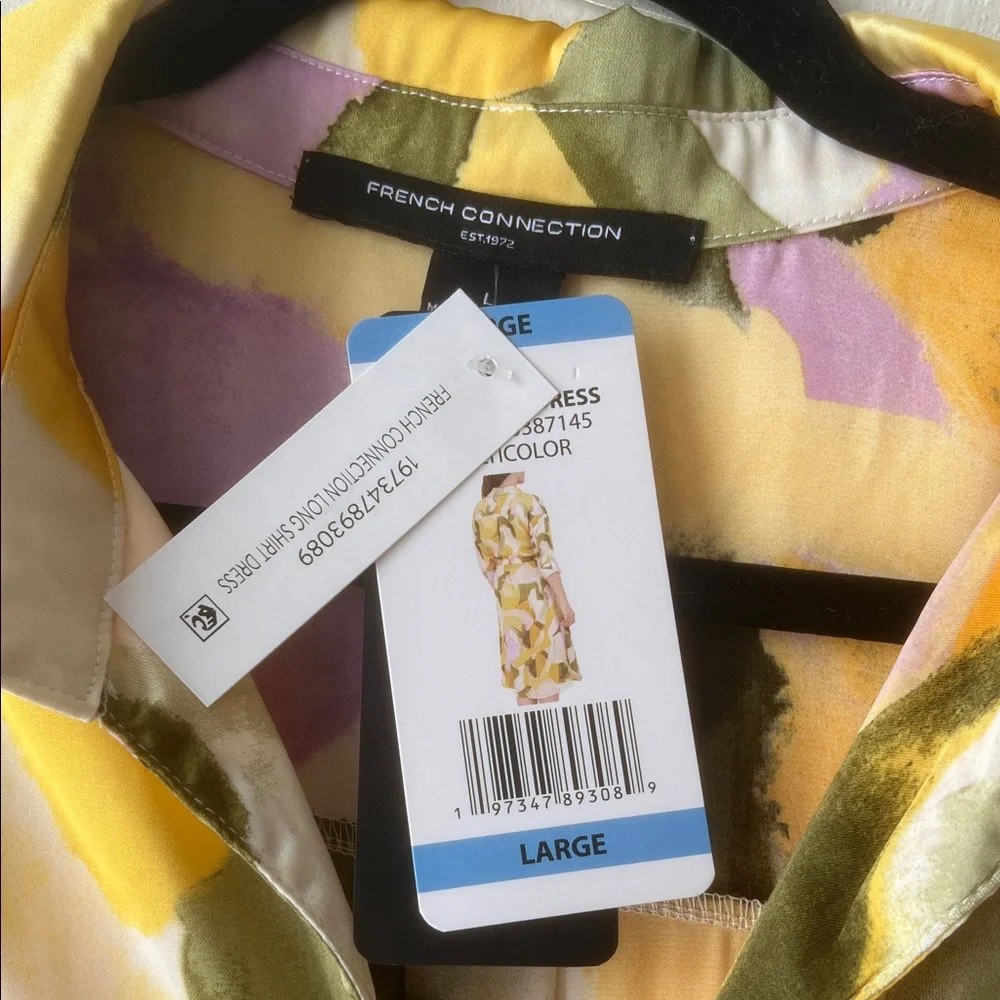 French Connection Yellow and Green Long Sleeve Dress - Picture 2 of 6